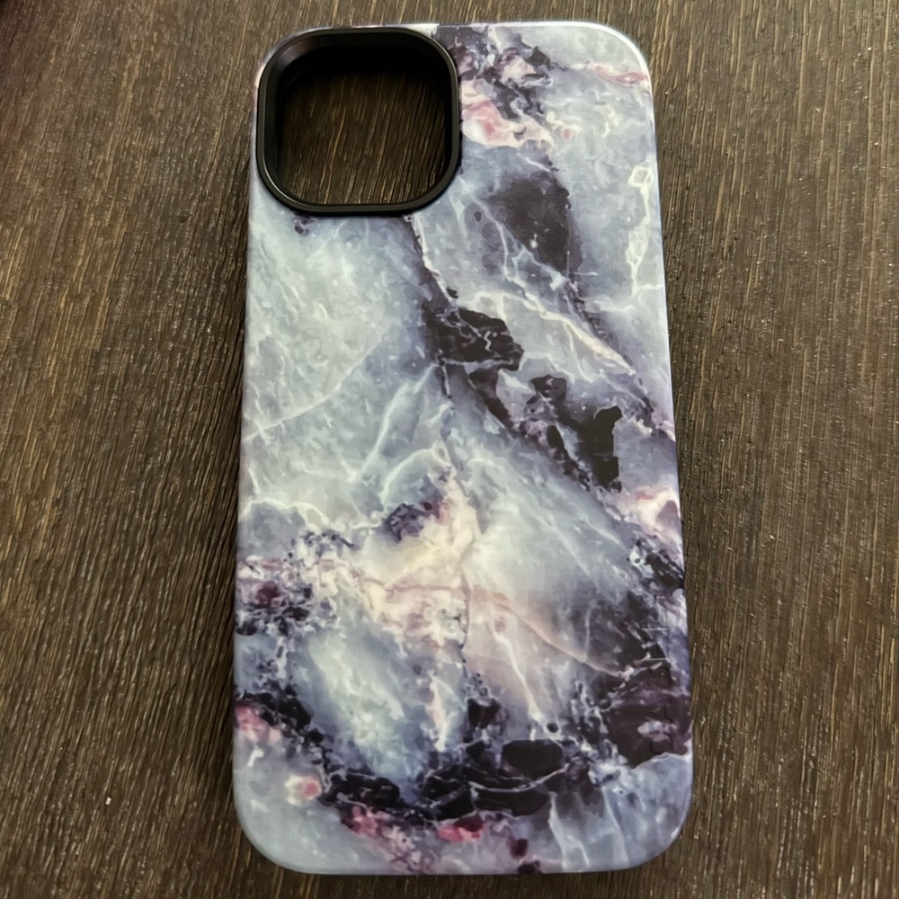 Marble Pattern Phone Case - Black and Purple